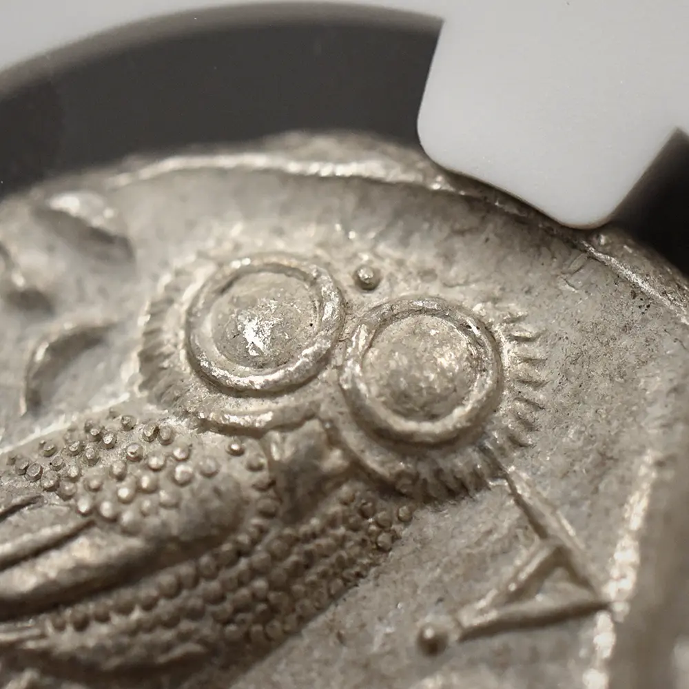 古代コイン11：5861 古代ギリシャ 紀元前440-404 アテナ フクロウ テトラドラクマ 銀貨 NGC MS Strike: 4/5 Surface: 4/5