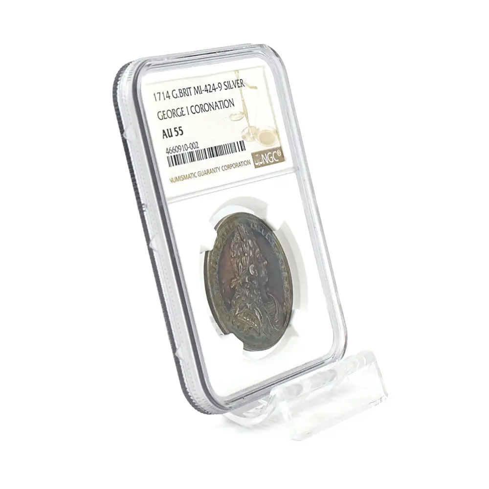 メダル6：5857 1714 ジョージ1世 戴冠記念 銀メダル NGC AU55 MI-424-9