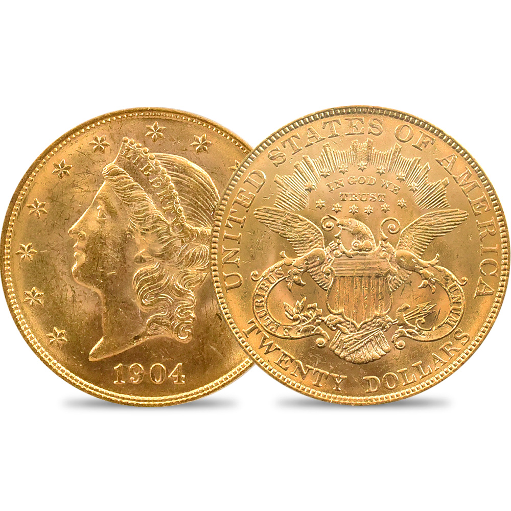 アンティークコイン1：4460 アメリカ 1904 リバティヘッド 20ドル金貨 PCGS MS63