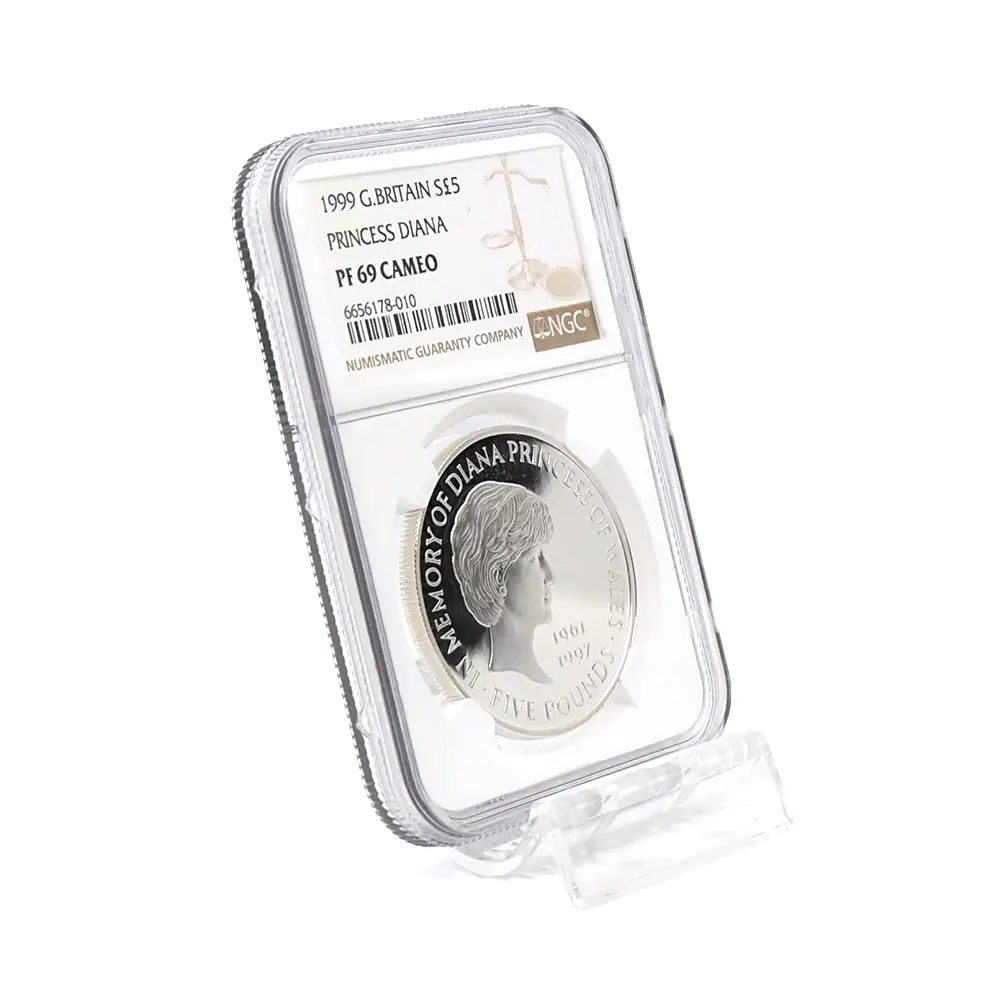 モダンコイン6：5867 1999 エリザベス2世 ダイアナ妃追悼記念 5ポンド銀貨 NGC PF69CA