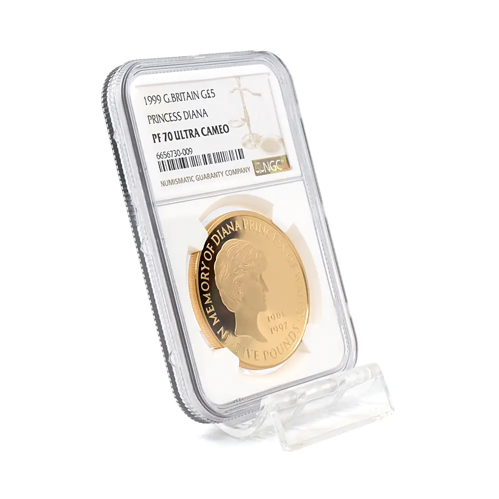 モダンコイン6：5864 1999 エリザベス2世 ダイアナ妃追悼記念 5ポンド金貨 NGC PF70UC 箱付き