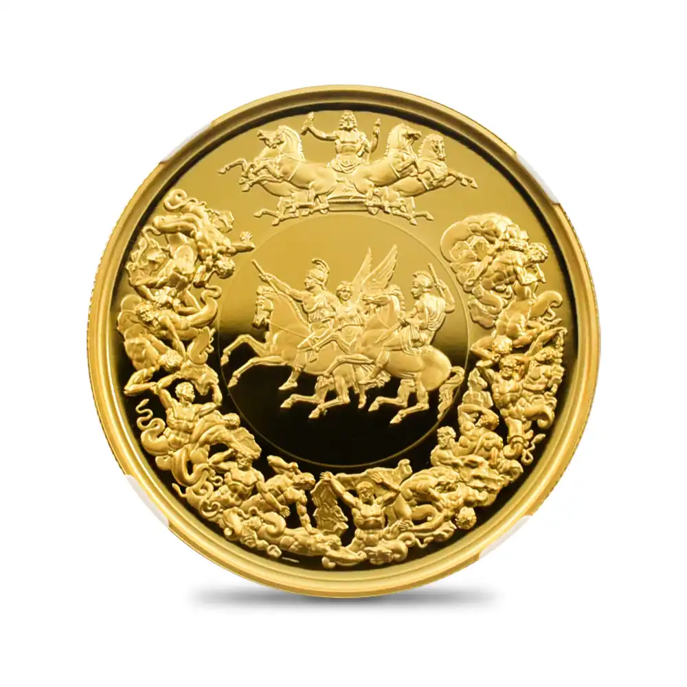 モダンコイン2：5876 2025 チャールズ3世 ワーテルロー・メダル - 勝利 200ポンド2オンス金貨 発行即日鑑定品 NGC PF70UC 箱付き
