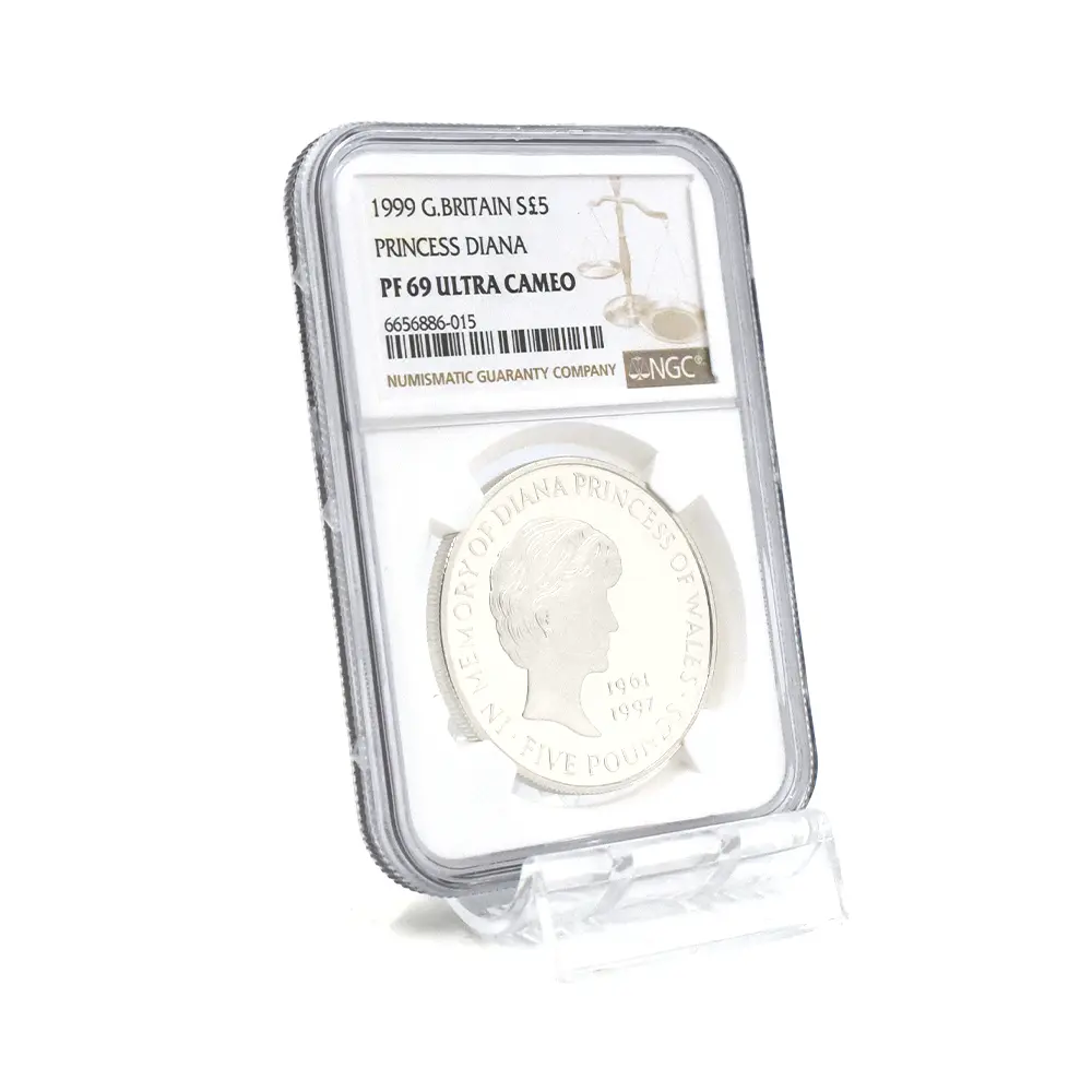 モダンコイン6：5879 1999 エリザベス2世 ダイアナ妃追悼記念 5ポンド銀貨 NGC PF69UC 箱付き