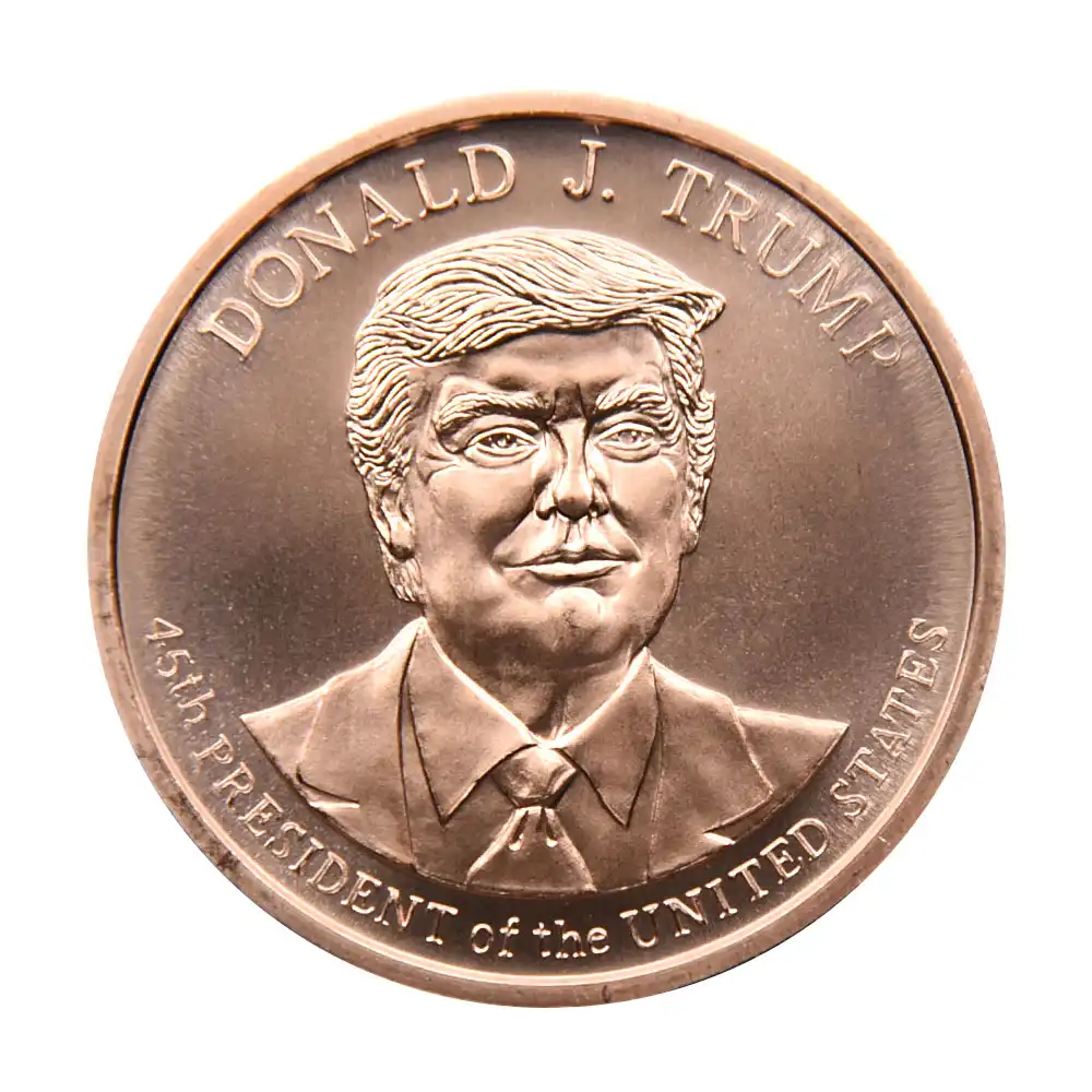 地金型s2：3139 アメリカ ドナルド・J・トランプ大統領 1オンス 銅メダル 【5枚】 (コインケース付き)（正面）