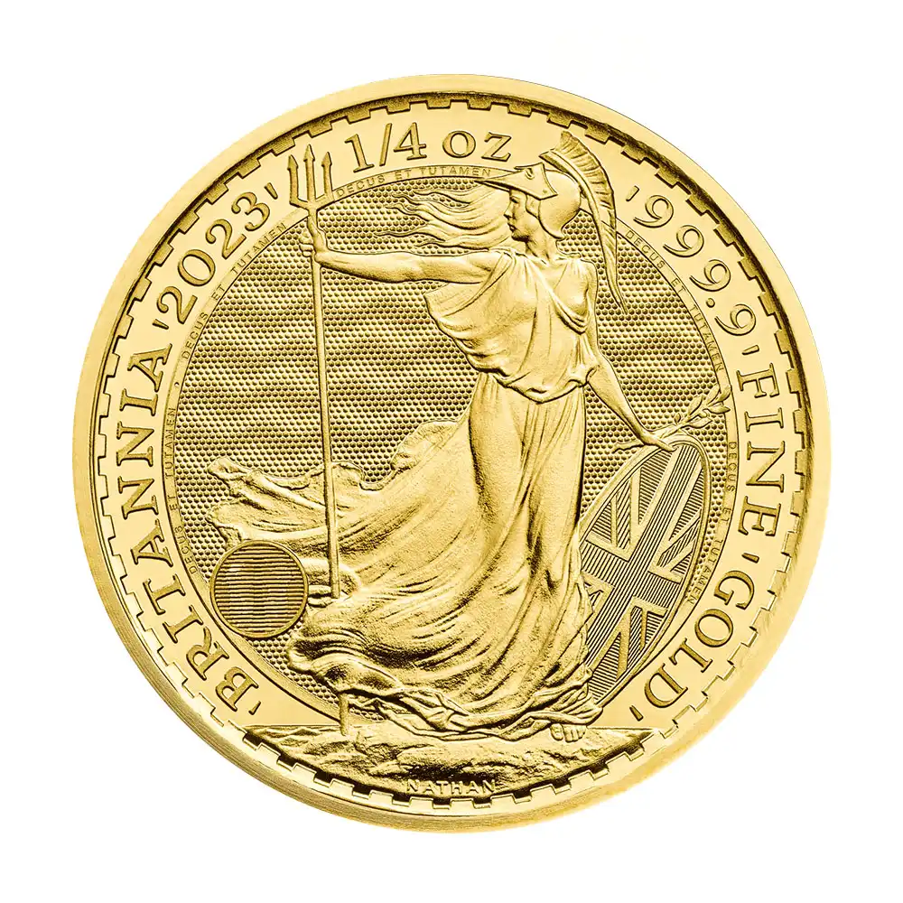 地金型2：3148 イギリス 2023 チャールズ3世 ブリタニア 25ポンド 1/4オンス 地金型金貨 【1枚】 (ブリスターパック付き)