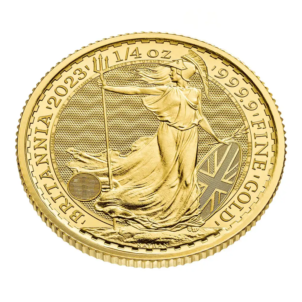 地金型5：3148 イギリス 2023 チャールズ3世 ブリタニア 25ポンド 1/4オンス 地金型金貨 【1枚】 (ブリスターパック付き)