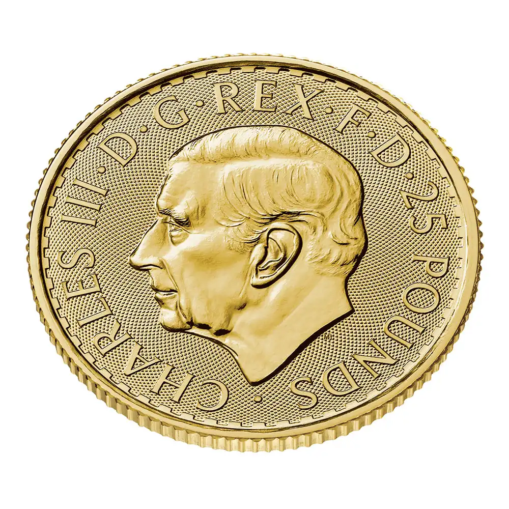 地金型6：3148 イギリス 2023 チャールズ3世 ブリタニア 25ポンド 1/4オンス 地金型金貨 【1枚】 (ブリスターパック付き)