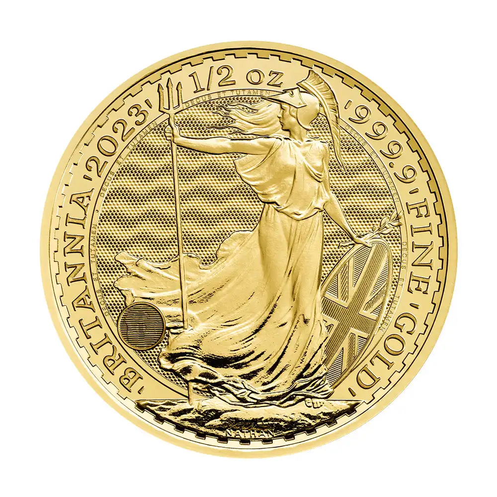 地金型s2：3149 イギリス 2023 チャールズ3世 ブリタニア 50ポンド 1/2オンス 地金型金貨 【1枚】 (ブリスターパック付き)