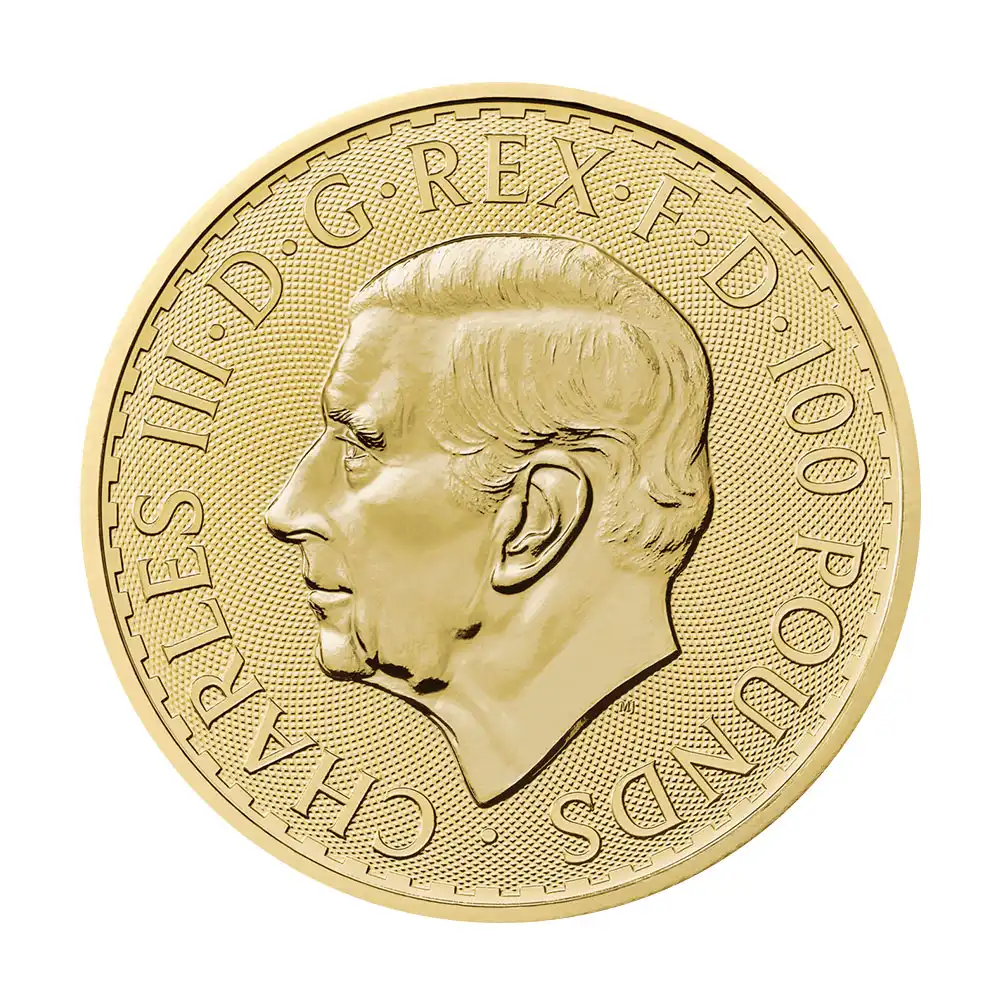 地金型3：3150 イギリス 2023 チャールズ3世 ブリタニア 100ポンド 1オンス 地金型金貨 【1枚】 (ブリスターパック付き)