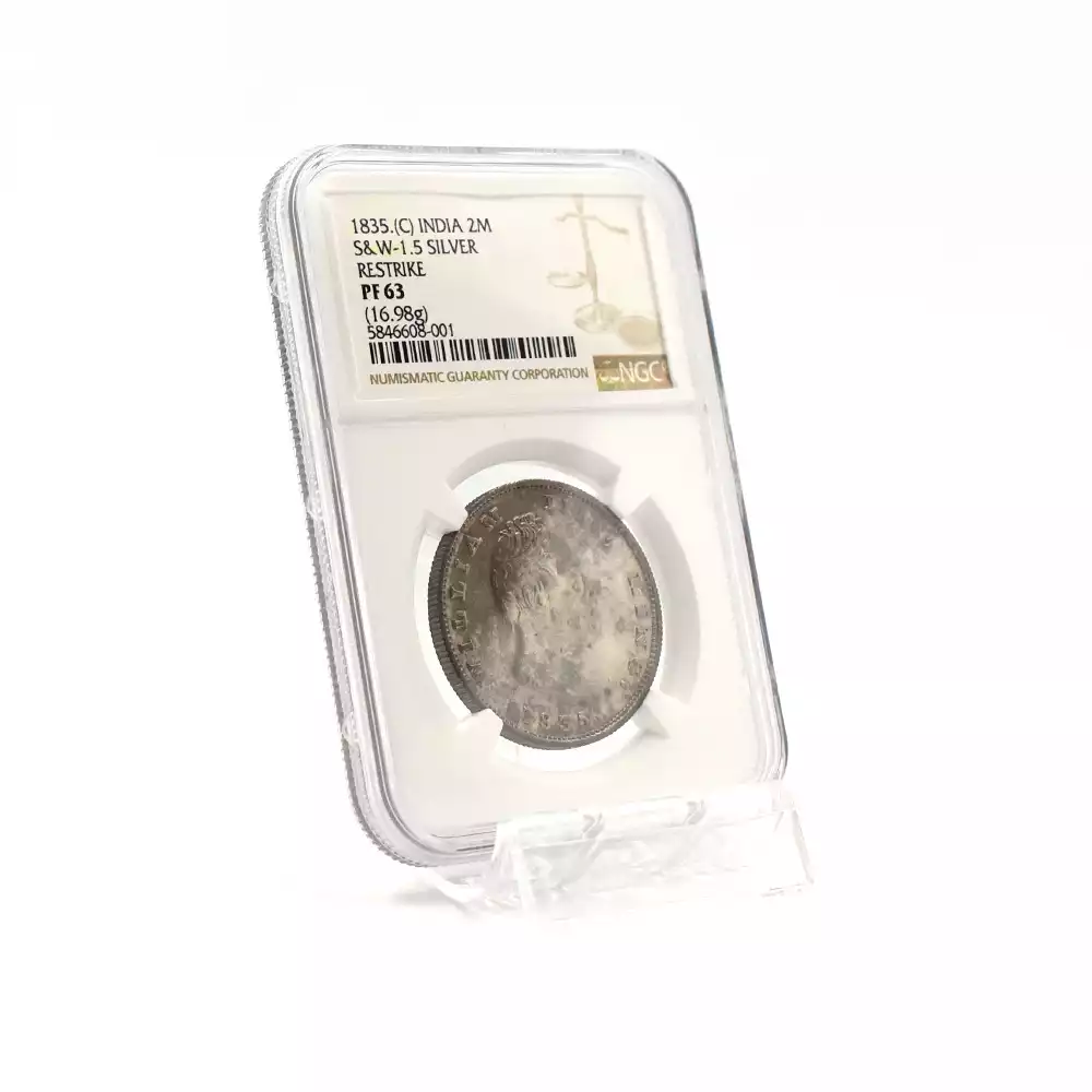 アンティークコイン6：2889 英領インド 1835C ウィリアム4世 2モハール銀貨 リストライク NGC PF63 S&W-1.5