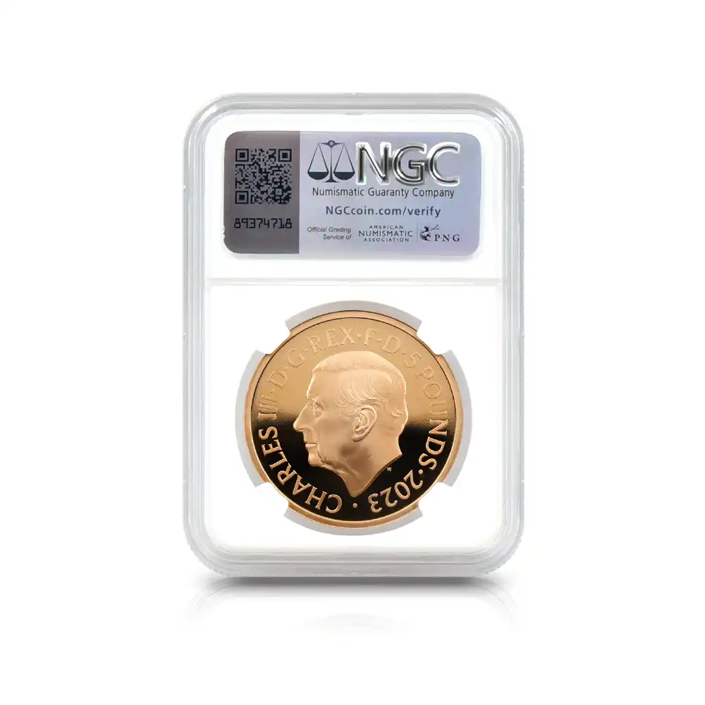 モダンコイン5：5908 2023 チャールズ3世 国王誕生75周年記念 5ポンド金貨 NGC PF70UC 箱付き