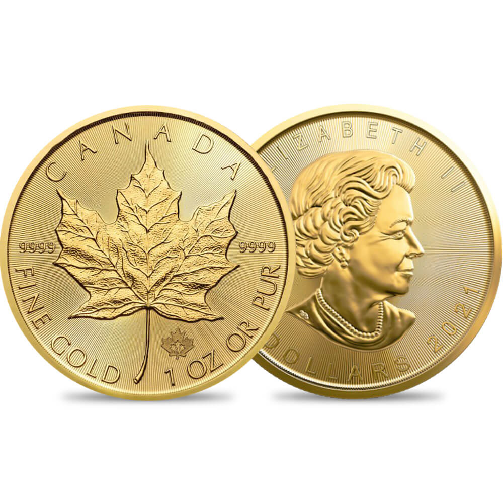 地金型s1：522 カナダ 2021 エリザベス2世 メイプルリーフ 50ドル1オンス地金型金貨 【ご予約承り品】