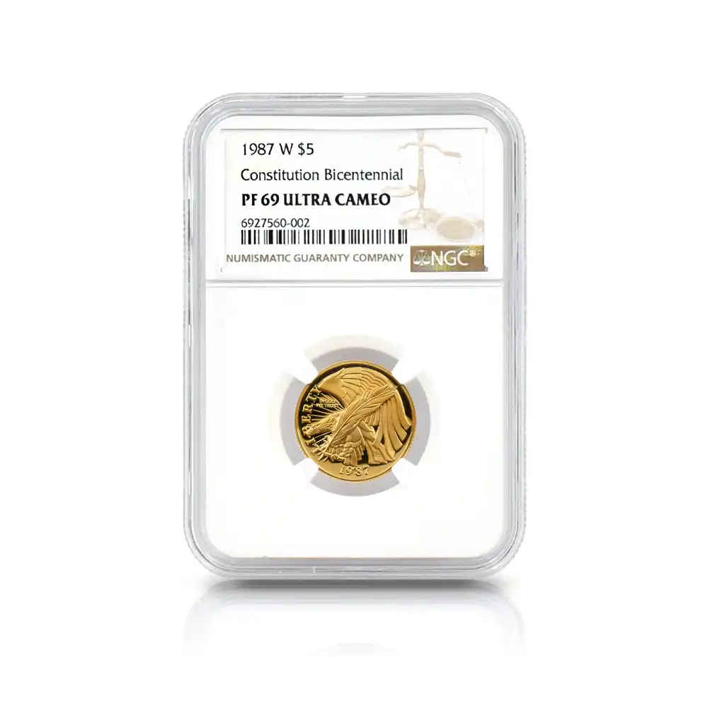 モダンコイン4：5912 アメリカ 1987W 憲法起草200周年記念 5ドル金貨 NGC PF69UC