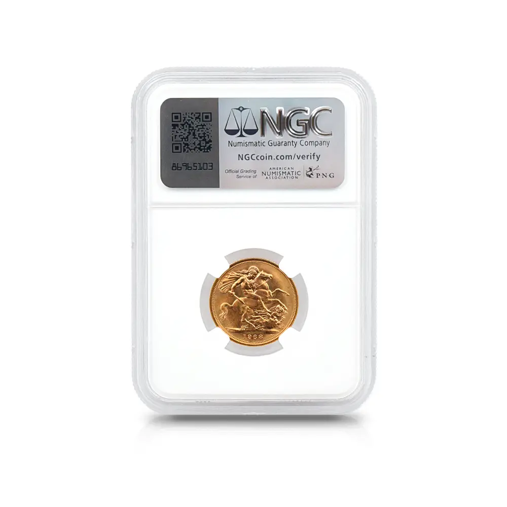 モダンコイン5：5920 1968 エリザベス2世 ヤングヤング 聖ジョージ竜退治 ソブリン金貨 NGC MS66+