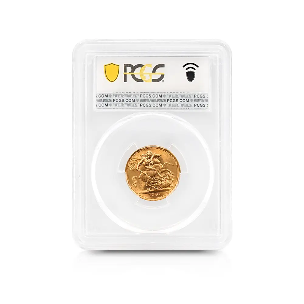 モダンコイン5：5918 1963 エリザベス2世 ヤングヤング 聖ジョージ竜退治 ソブリン金貨 PCGS MS65 S-4125