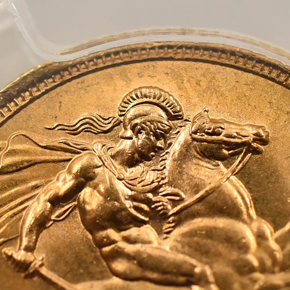 モダンコイン10：5918 1963 エリザベス2世 ヤングヤング 聖ジョージ竜退治 ソブリン金貨 PCGS MS65 S-4125