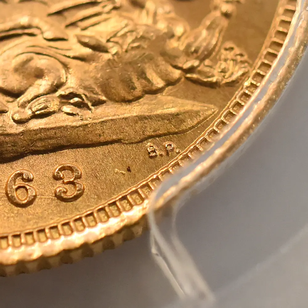 モダンコイン12：5918 1963 エリザベス2世 ヤングヤング 聖ジョージ竜退治 ソブリン金貨 PCGS MS65 S-4125