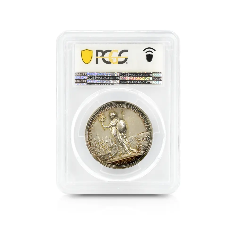 メダル5：4542 1713 アン女王 ユトレヒト条約 銀メダル PCGS SP58 Eimer-460