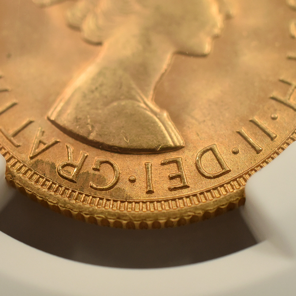 モダンコイン8：4554 1959 エリザベス2世 ヤングヤング 聖ジョージ竜退治 ソブリン 金貨 NGC MS66