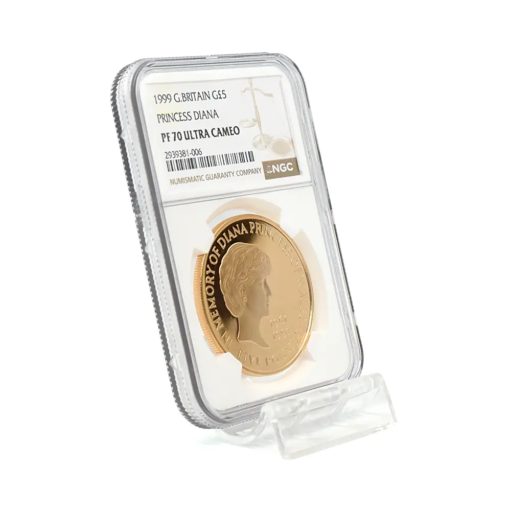 モダンコイン6：5932 1999 エリザベス2世 ダイアナ妃追悼記念 5ポンド金貨 NGC PF70UC 箱付き
