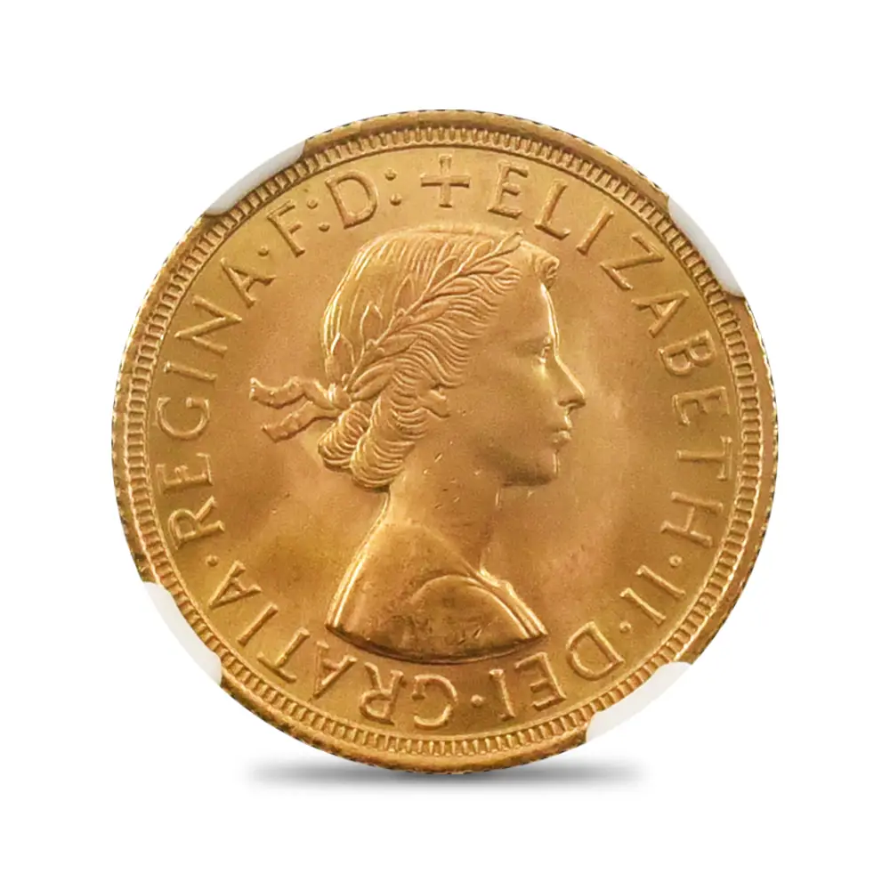 モダンコイン3：4561 1958 エリザベス2世 ヤングヤング 聖ジョージ竜退治 ソブリン金貨 NGC MS65