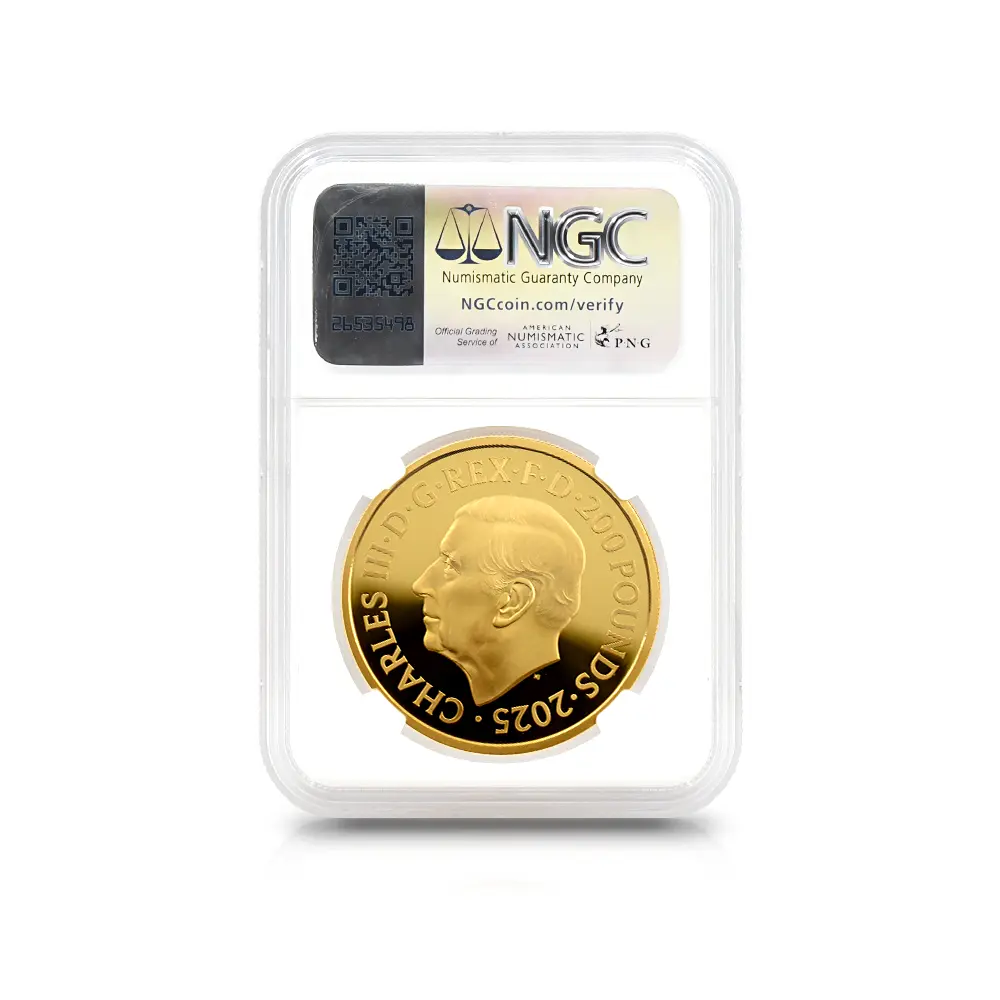 モダンコイン5：5935 2025 チャールズ3世 ワーテルロー・メダル - 勝利 200ポンド2オンス金貨 ファーストリリース NGC PF70UC 箱付き