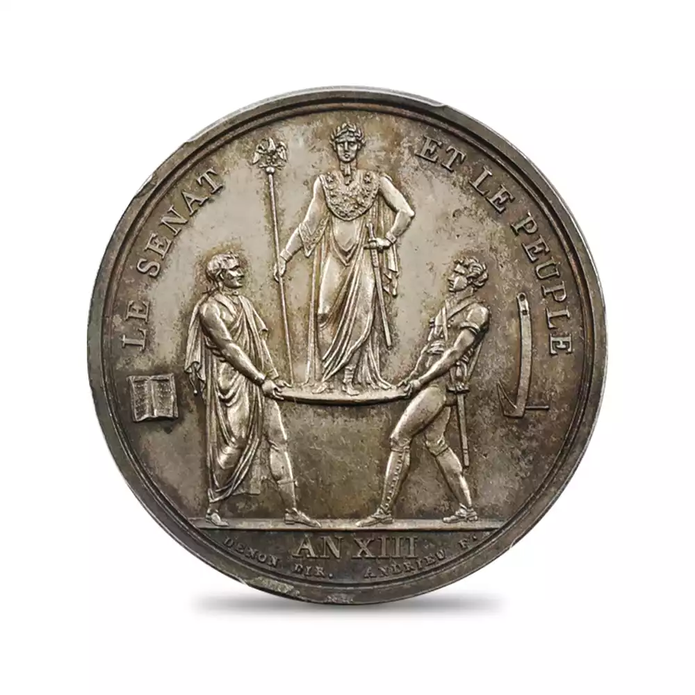 メダル3：3234 フランス AN13(1804/1805)  ナポレオン1世 戴冠記念 銀メダル PCGS MS65 B-328