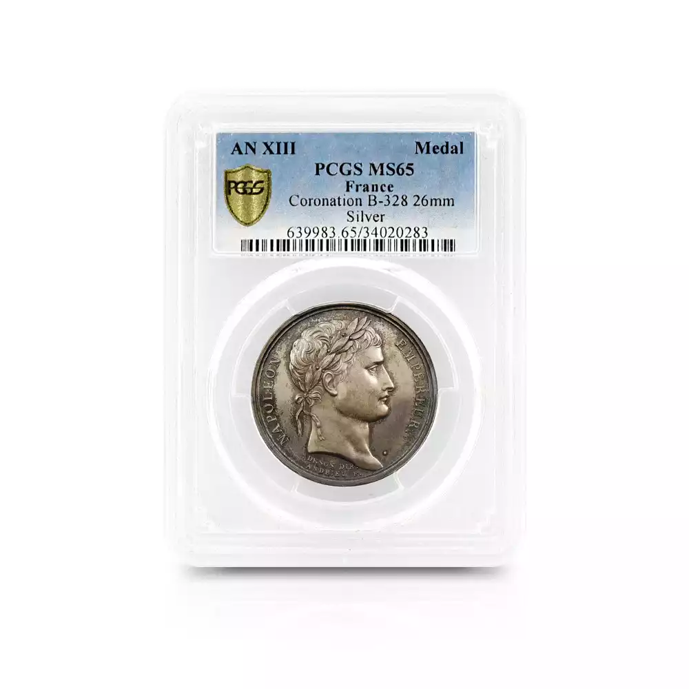 メダル4：3234 フランス AN13(1804/1805)  ナポレオン1世 戴冠記念 銀メダル PCGS MS65 B-328