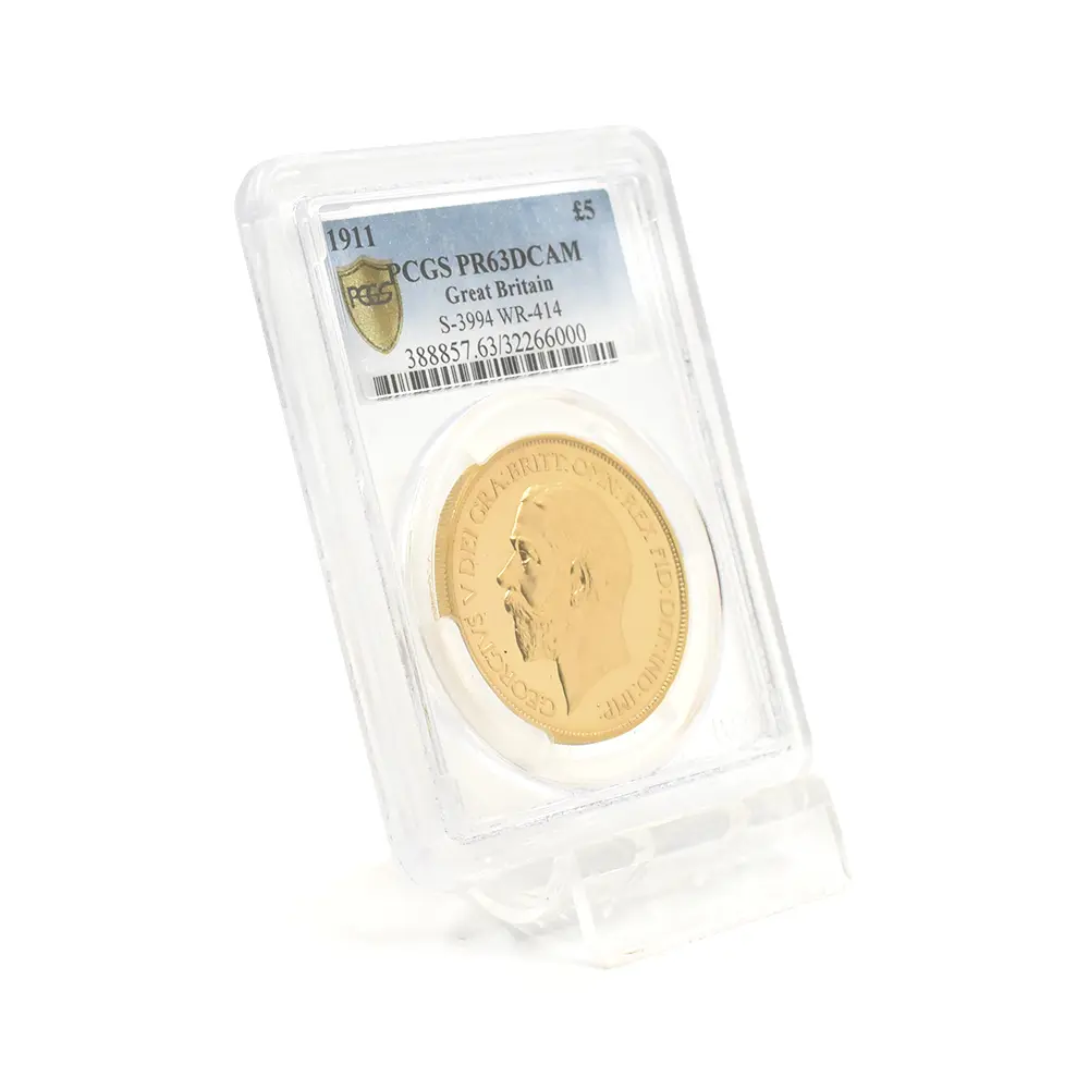 アンティークコイン6：4571 1911 ジョージ5世 聖ジョージ竜退治 5ポンド金貨 PCGS PR63DC S-3994 WR-414
