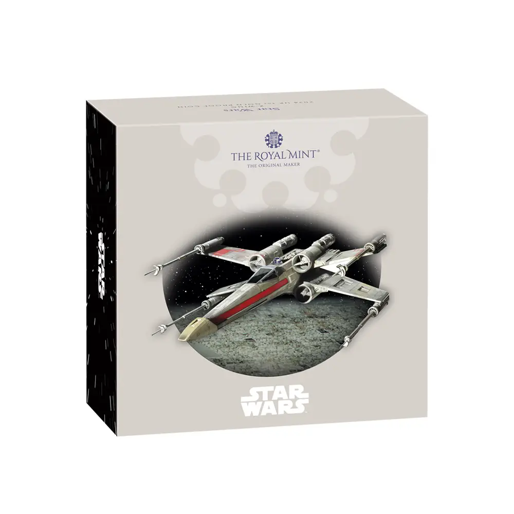 モダンコイン4：4582 2024 チャールズ3世 スター・ウォーズコレクションⅡ第3弾 Xウイング 100ポンド1オンスプルーフ金貨 未鑑定 箱付き【ご予約承り品】