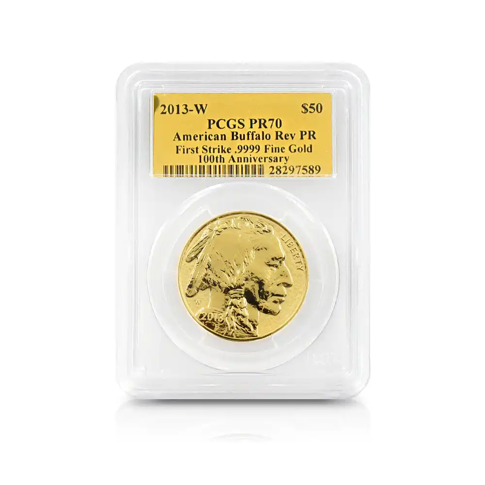 モダンコイン4：5944 アメリカ 2013 W バッファロー 50ドル 1オンス 金貨 リバースプルーフ仕上 ファーストストライク PCGS PR70