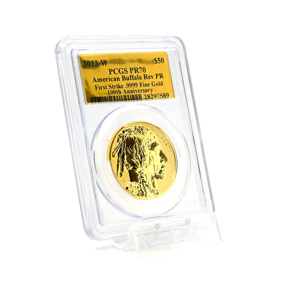 モダンコイン6：5944 アメリカ 2013 W バッファロー 50ドル 1オンス 金貨 リバースプルーフ仕上 ファーストストライク PCGS PR70