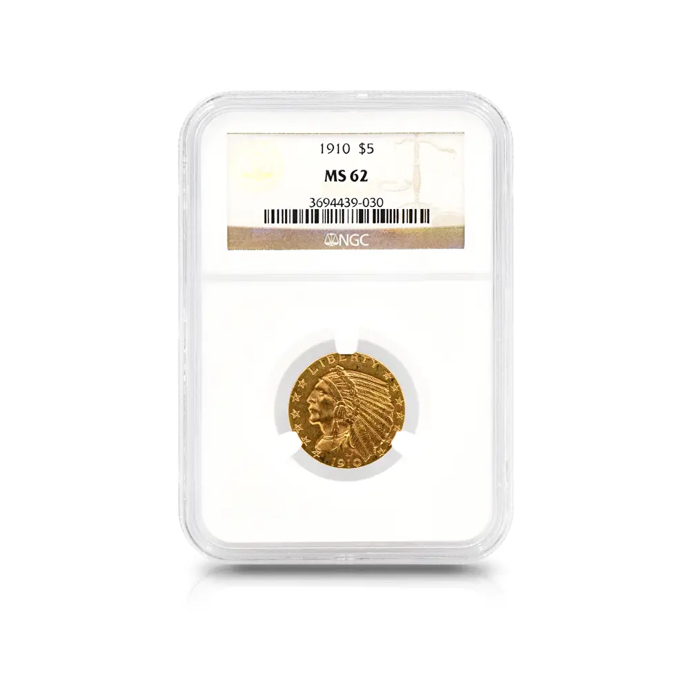 アンティークコイン4：5946 アメリカ 1910 インディアンヘッド 5ドル金貨 NGC MS62