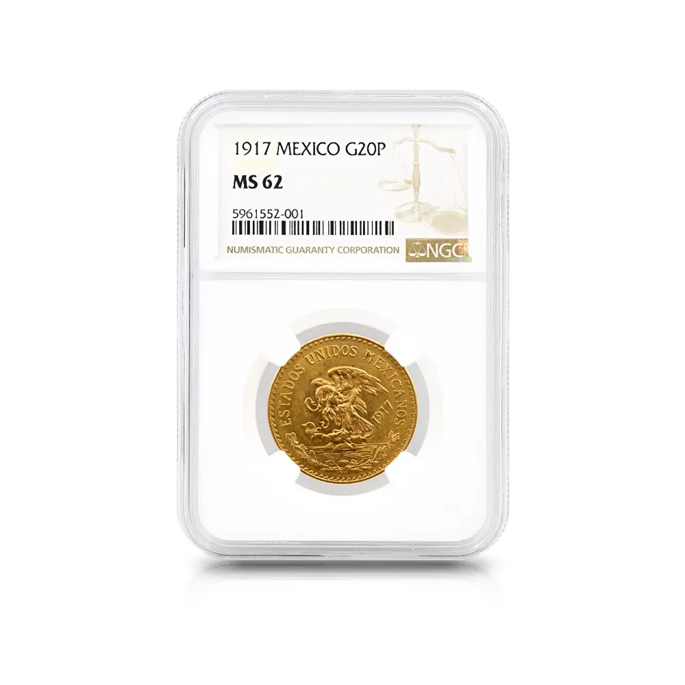アンティークコイン4：5947 メキシコ 1917 アステカ 20ペソ金貨 NGC MS62