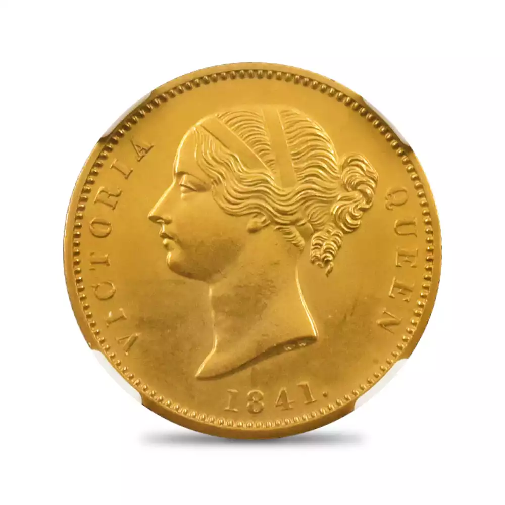 アンティークコインs2：3287 英領インド 1841C ヴィクトリア女王 モハール金貨 リストライク NGC PF63 S&W-3.9 TYPE A/2
