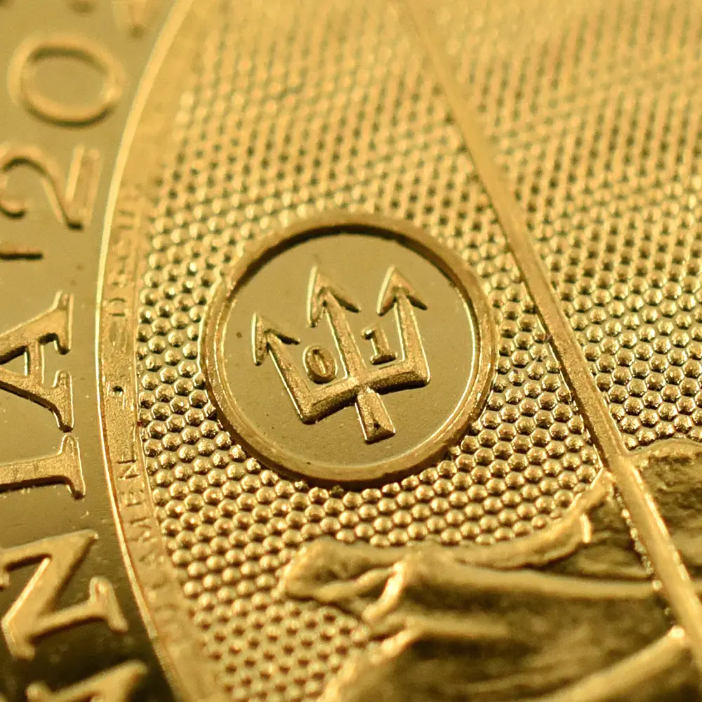 地金型5：5954 イギリス 2025 チャールズ3世 ブリタニア 30ポンド 1/3オンス 金貨 トライデント01マーク入り【1枚】 (コインケース付き)