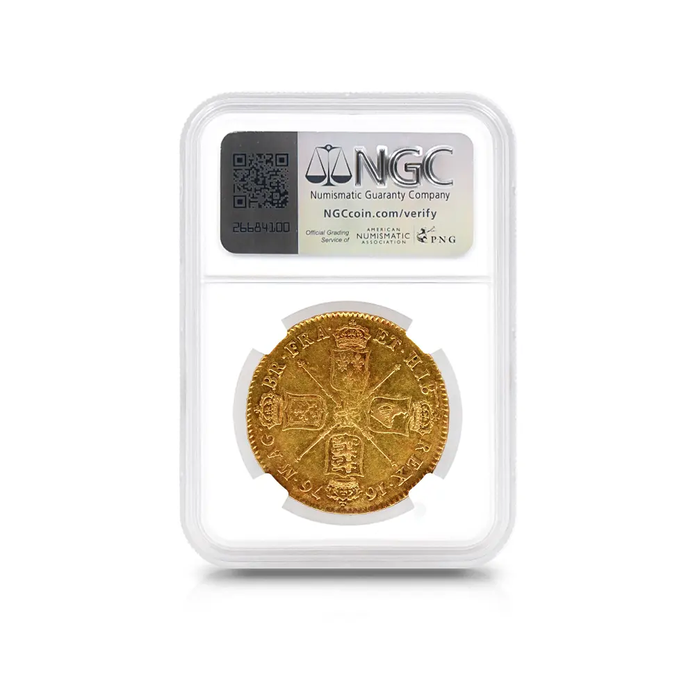 アンティークコイン5：5955 1676 チャールズ2世 5ギニー金貨 エレファント＆キャッスル刻印 NGC AU50