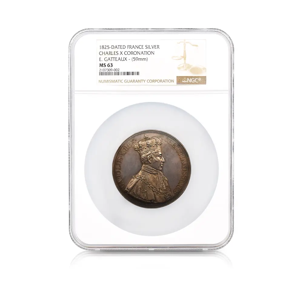 メダル4：4614 フランス 1825 シャルル10世 戴冠記念 銀メダル NGC MS63