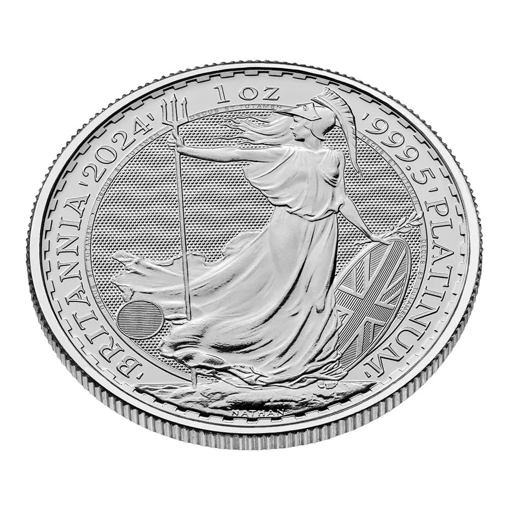 地金型4：4618 イギリス 2024 チャールズ3世 ブリタニア 100ポンド 1オンス プラチナ貨 【1枚】 (コインケース付き)