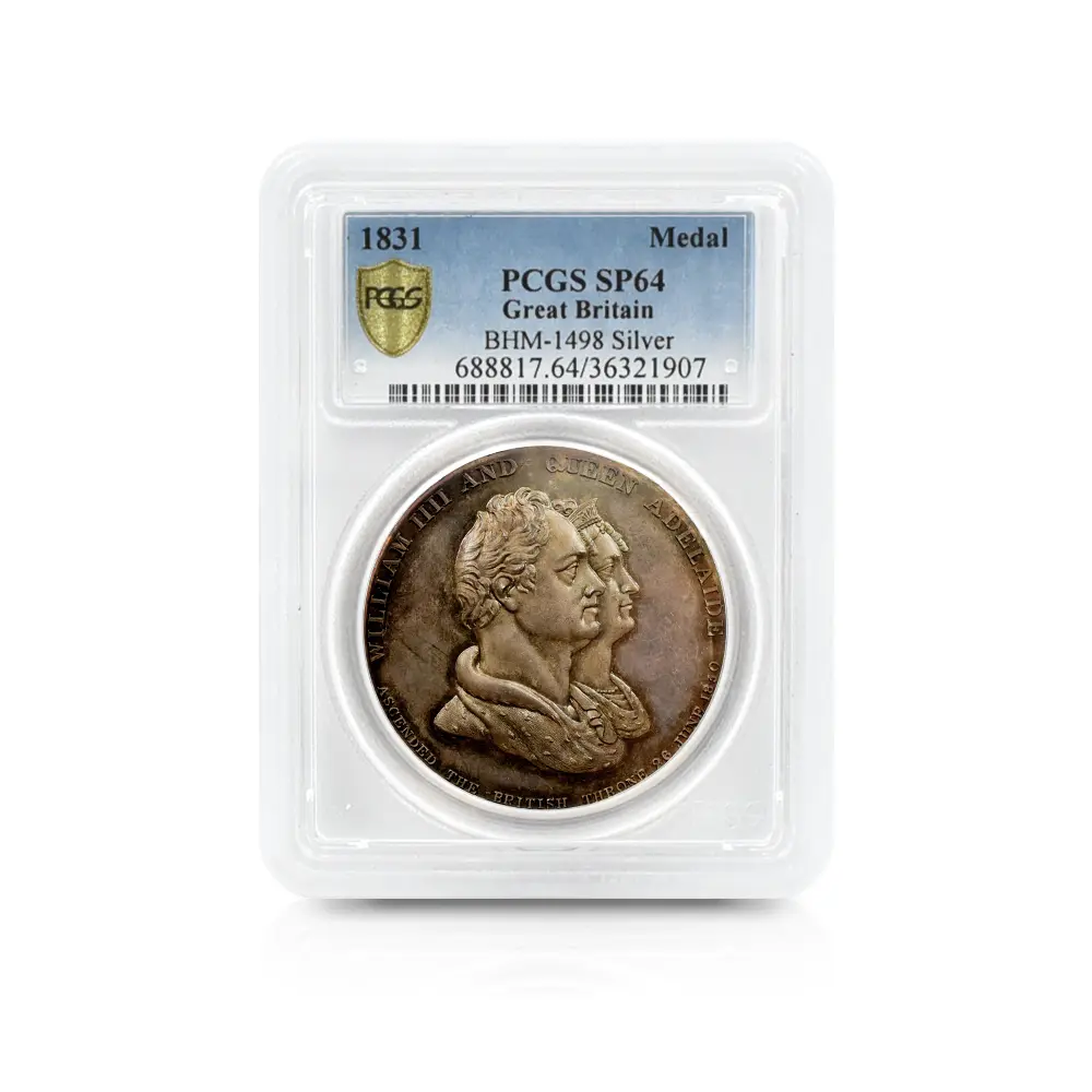 メダル4：4624 1831 ウィリアム4世＆アデレード王妃 戴冠記念 銀メダル PCGS SP64 BHM-1498