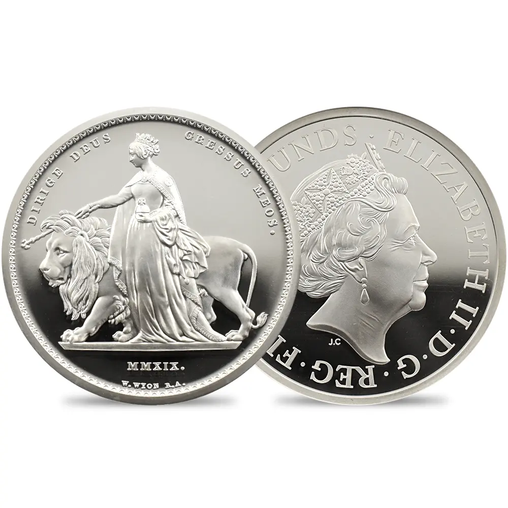 モダンコイン1：5978 2019 エリザベス2世 ウナ＆ライオン 5ポンド2オンス銀貨 NGC PF69UC 箱付き