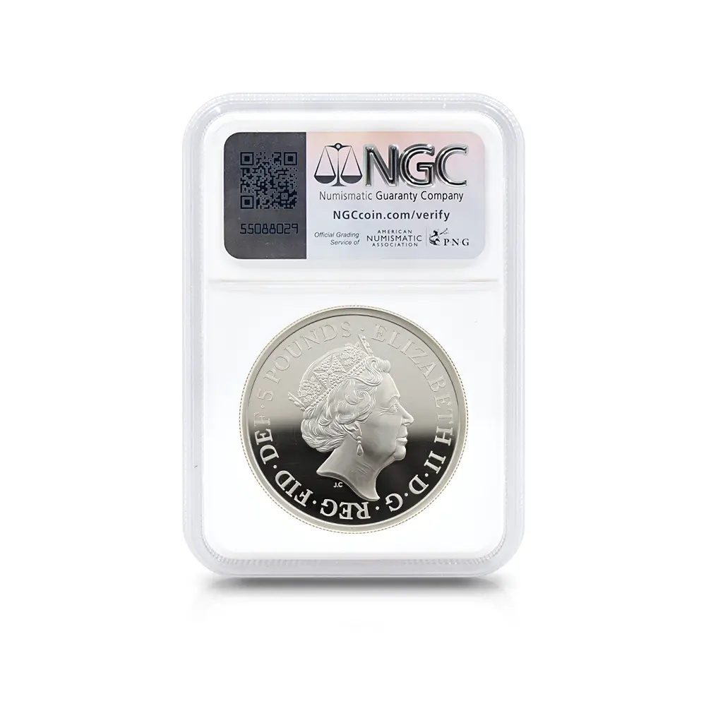 モダンコイン5：5978 2019 エリザベス2世 ウナ＆ライオン 5ポンド2オンス銀貨 NGC PF69UC 箱付き