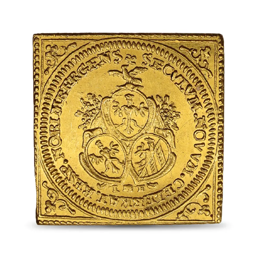 アンティークコイン3：5977 ドイツ ニュルンベルク 1700 神の子羊 ダカット クリッペ(四角)金貨 NGC UNC DETAILS FR-1886