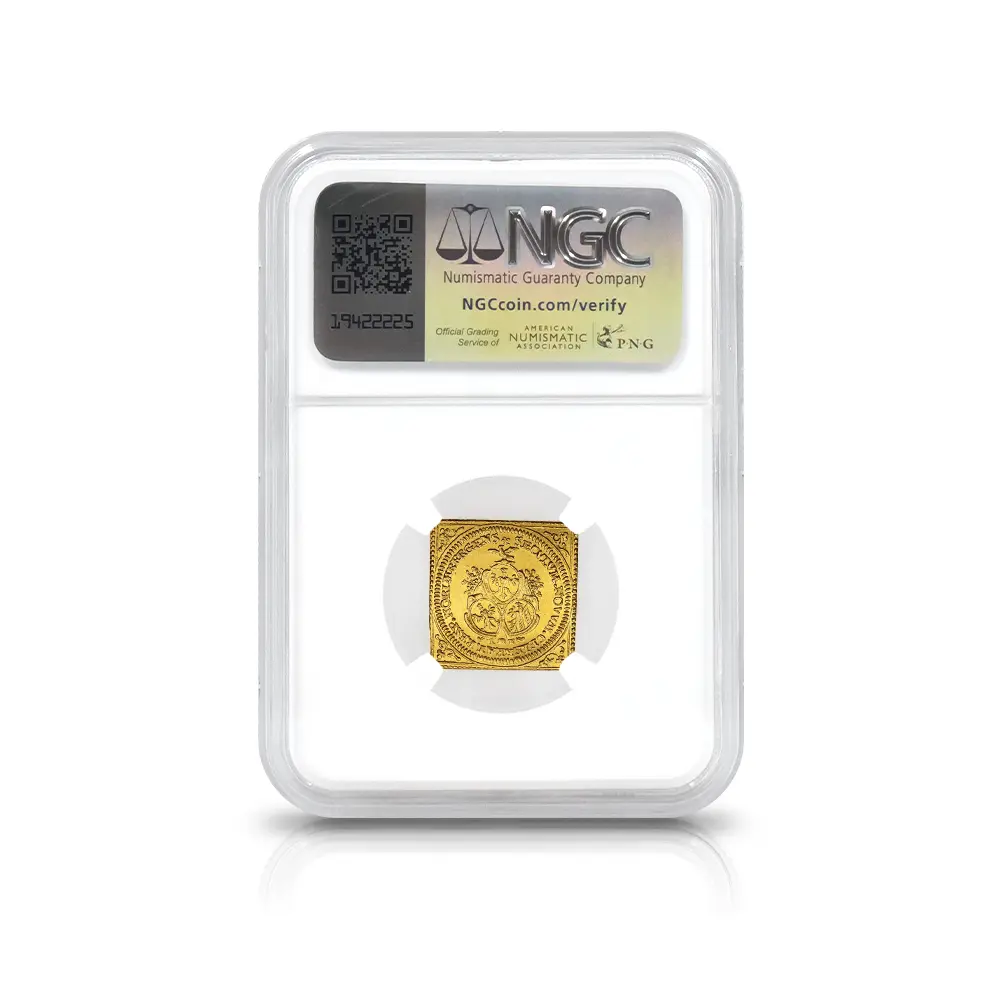 アンティークコイン5：5977 ドイツ ニュルンベルク 1700 神の子羊 ダカット クリッペ(四角)金貨 NGC UNC DETAILS FR-1886