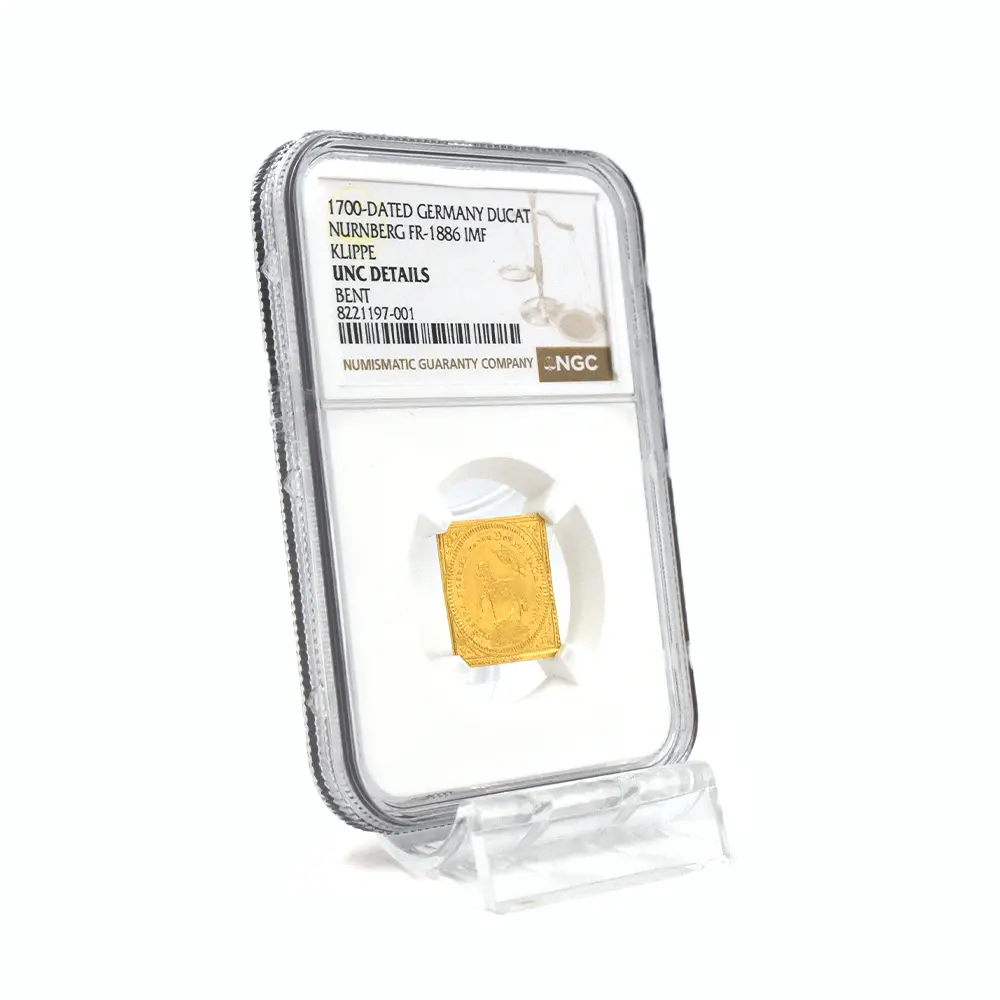 アンティークコイン6：5977 ドイツ ニュルンベルク 1700 神の子羊 ダカット クリッペ(四角)金貨 NGC UNC DETAILS FR-1886