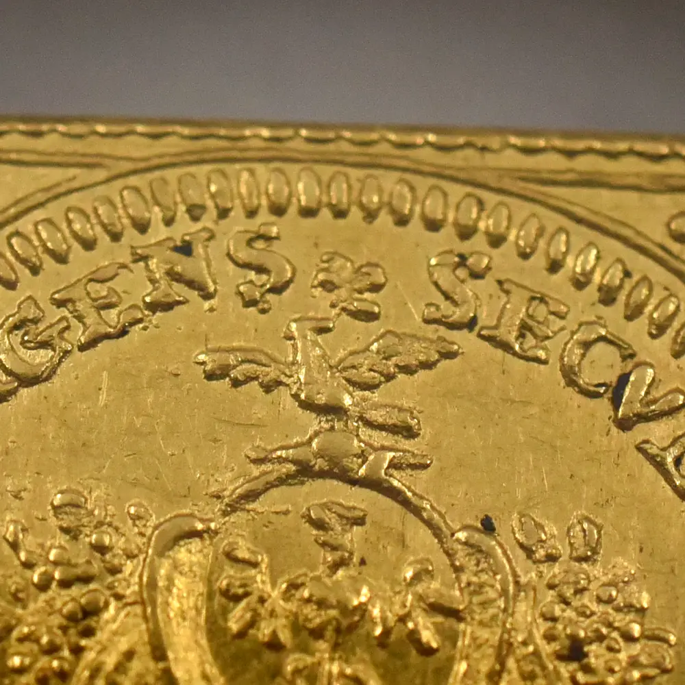 アンティークコイン10：5977 ドイツ ニュルンベルク 1700 神の子羊 ダカット クリッペ(四角)金貨 NGC UNC DETAILS FR-1886