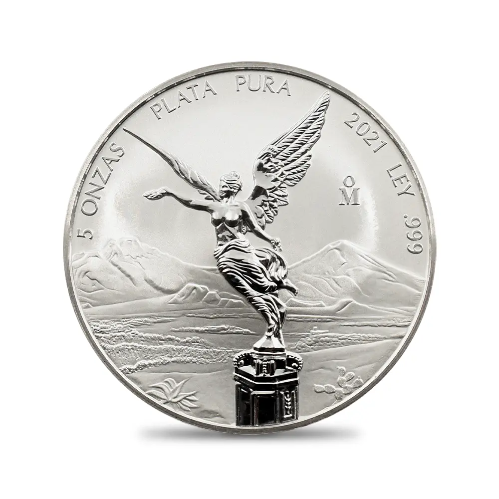 モダンコイン2：5981 メキシコ 2021 リベルタ―ド 5オンス銀貨 リバースプルーフ仕上げ 未鑑定