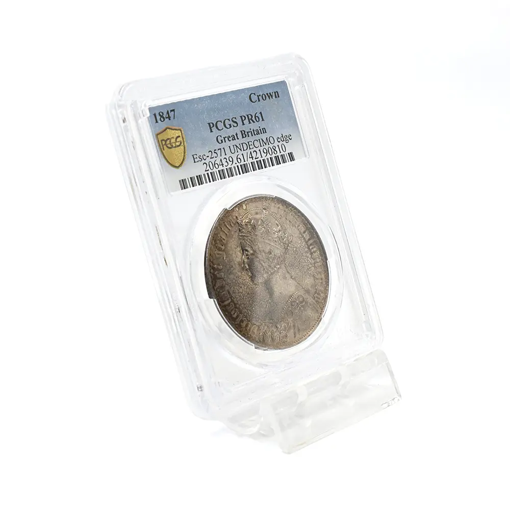アンティークコイン6：5982 1847 ヴィクトリア女王 ゴチッククラウン銀貨 アンデシモエッジ PCGS PR61 Esc-2571