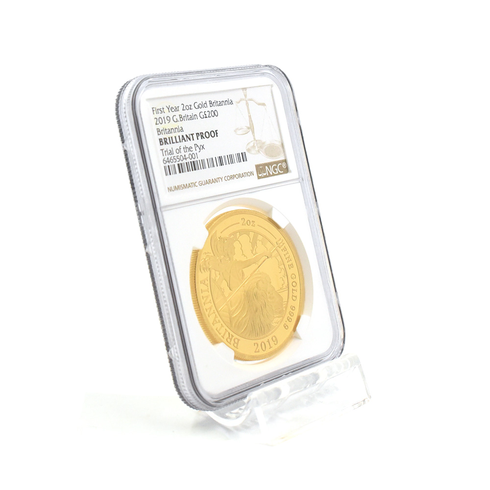 モダンコイン6：4640 2019 エリザベス2世 ブリタニア 200ポンド2オンスプルーフ 金貨 NGC Trial of the Pyx 箱付き