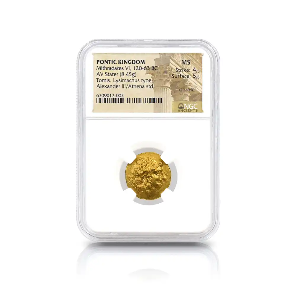 古代コイン4：5993 古代ギリシャ ポントス王国 紀元前120-63 ミトラダテス6世 スターテル金貨 リシマコスタイプ NGC MS Strike: 4/5 Surface: 5/5